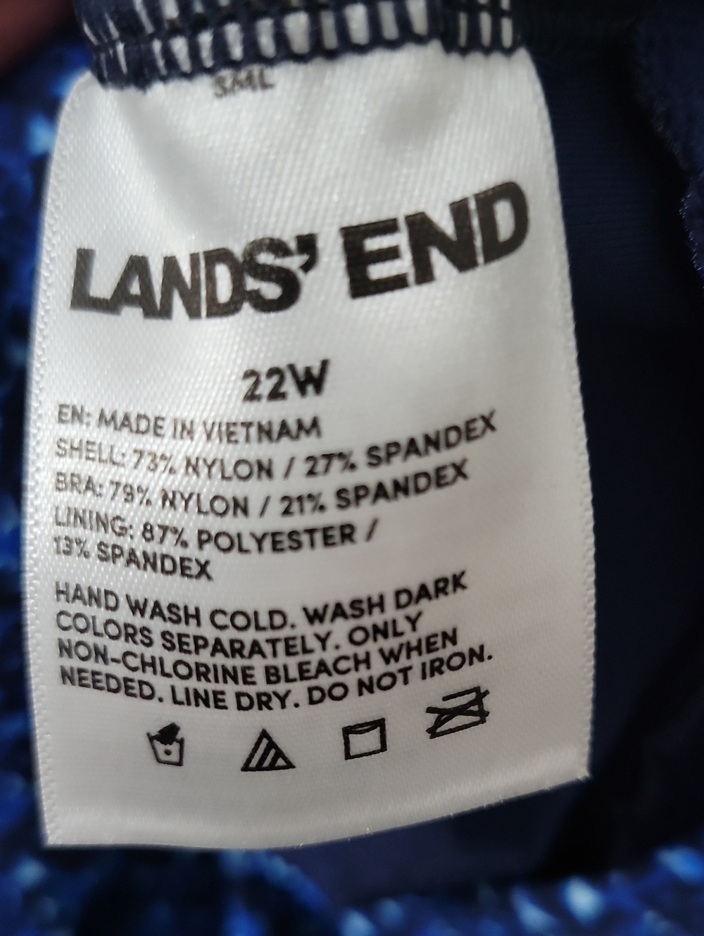 Lands' End One Piece Blue Swim Suit, Size 22W - Picture 2 of 8